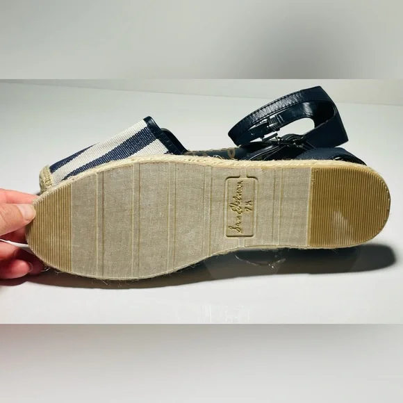 BNWOT Sam Edelman Vivian Espadrille Sandals Navy Stripe Nautical Chic Sz 7.5 - Picture 9 of 11